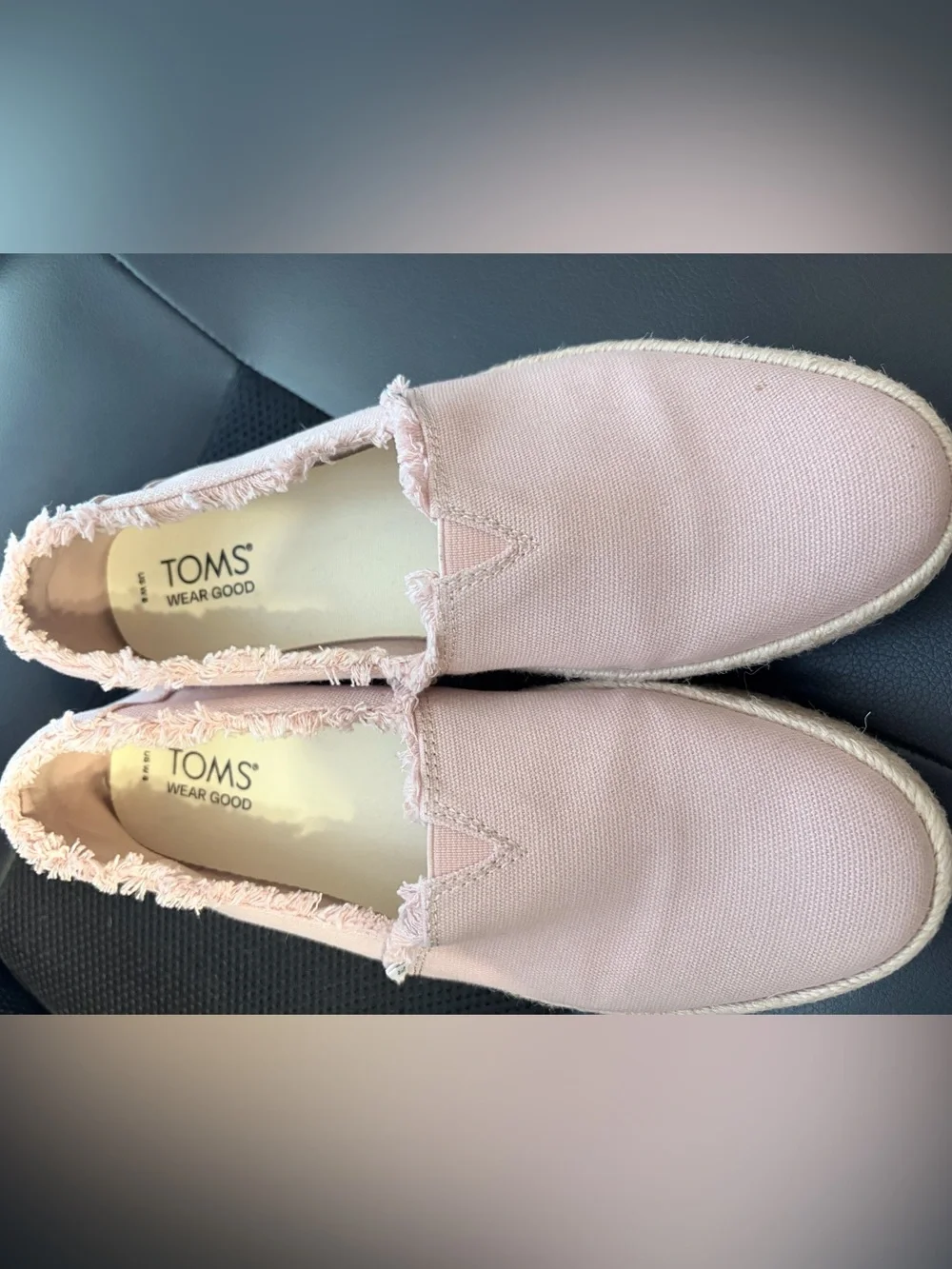 TOMS Valencia Pink Canvas Platform Espadrille Slip On Shoes